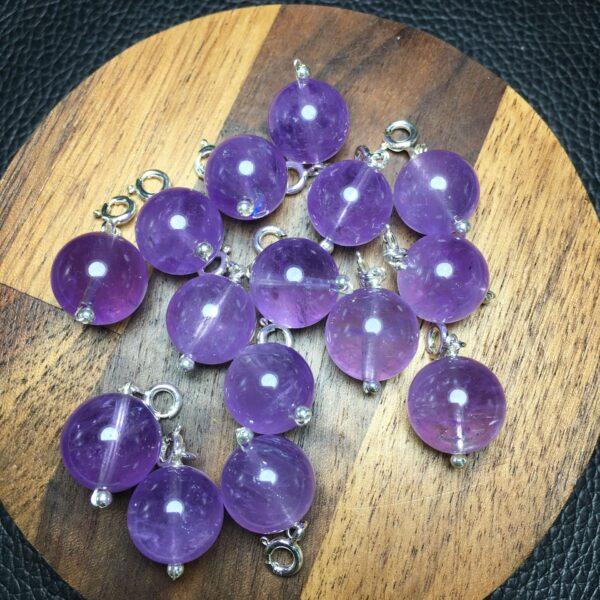 amethyst charm, ball charm, purple bead, sterling silver charm - Image 4
