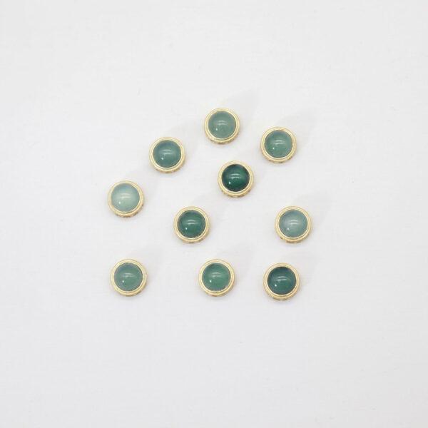 bezel bead, round bead, jadeite bead, green bead, sterling silver bead, gild bead, golden bead - Image 4