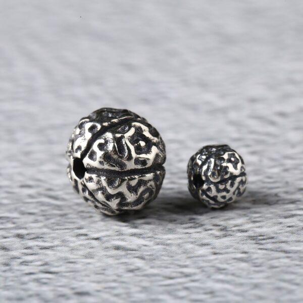 wrinkled skin bead, ball bead, spacer bead, s925 sterling silver, silver bead, oxidized silver bead - Image 4