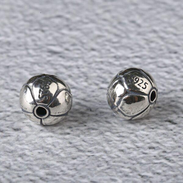 lotus flower bead, ball bead, spacer bead, s925 sterling silver, silver bead, oxidized silver bead - Image 4