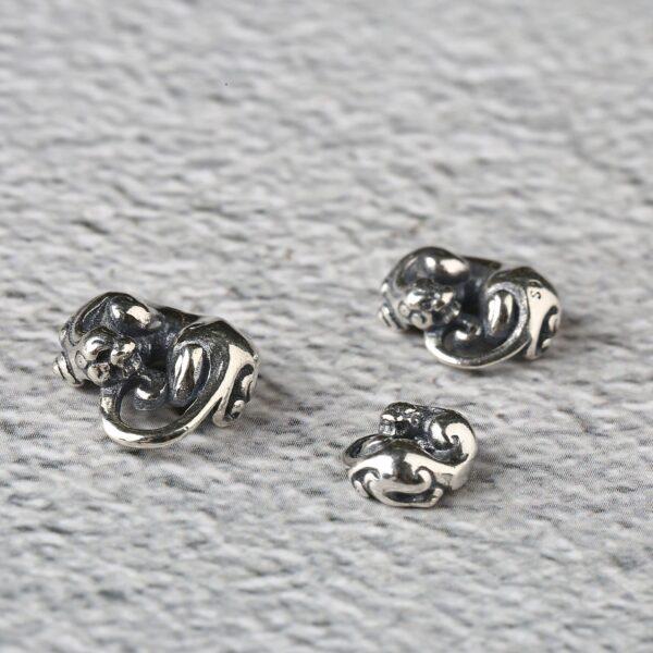 leopard charm, retro charm, s925 sterling silver, silver bead, silver charm, oxidized silver bead - Image 4