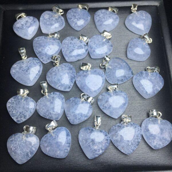 blue agate charm, heart charm, clear bead, sterling silver charm - Image 4