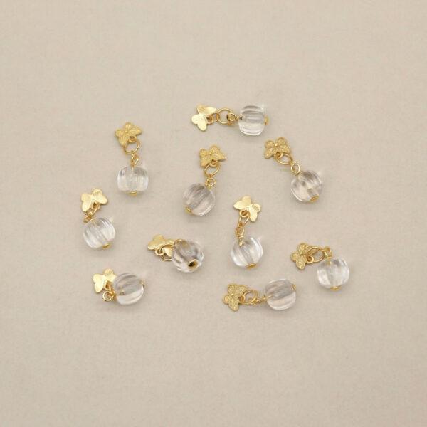 clear quartz charm, pumpkin charm, butterfly charm, white charm, clear charm, sterling silver charm, gild bead, golden charm - Image 4