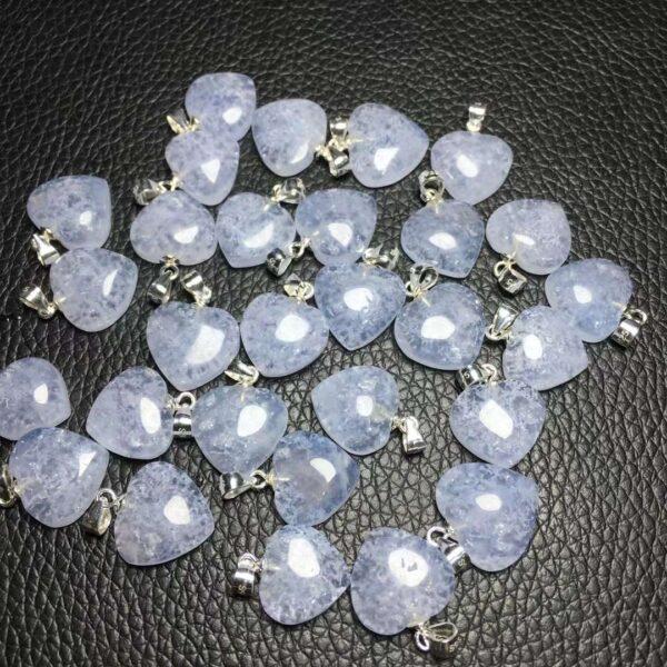 blue agate charm, heart charm, clear bead, sterling silver charm - Image 4