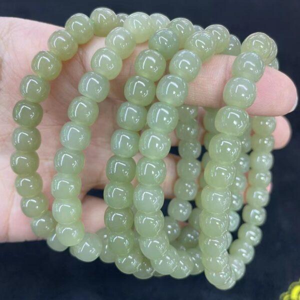 drum beaded bracelet, nephrite bracelet, jade bracelet, green bracelet, genuine natural bracelet - Image 4