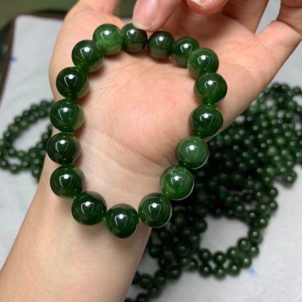 round beaded bracelet, nephrite bracelet, jade bracelet, green bracelet, genuine natural bracelet - Image 4