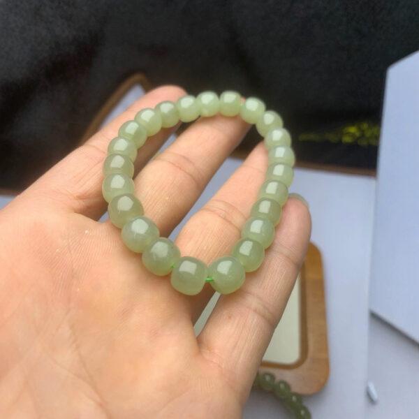 drum beaded bracelet, nephrite bracelet, jade bracelet, light green bracelet, genuine natural bracelet - Image 4
