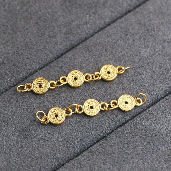 flower pattern chain, golden chain, s925 sterling silver, silver findings, golden bead, gild bead - Image 4