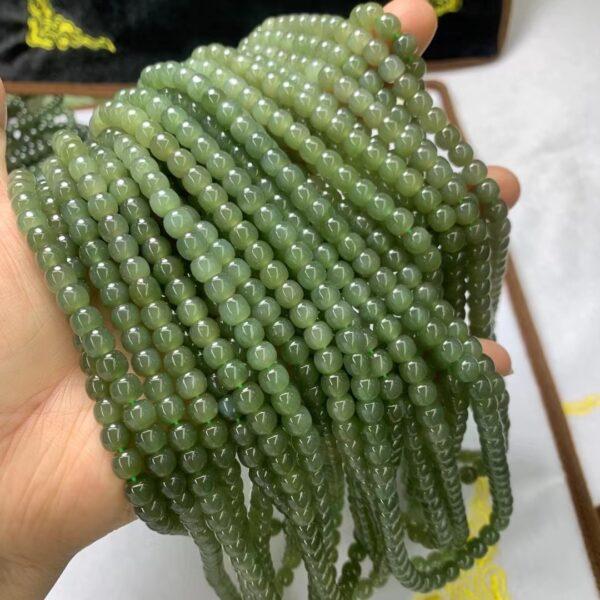 nephrite bead, drum bead, whole strand bead, green bead, jade bead, high quality bead, genuine bead, natural bead - Image 4