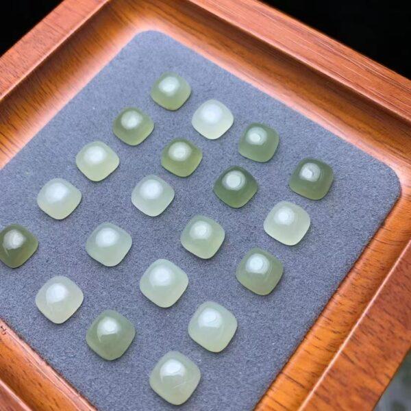 nephrite bead, square bead, inlaid bead, setting gemstone, jade bead, green bead, high quality bead, genuine bead, natural bead - Image 4