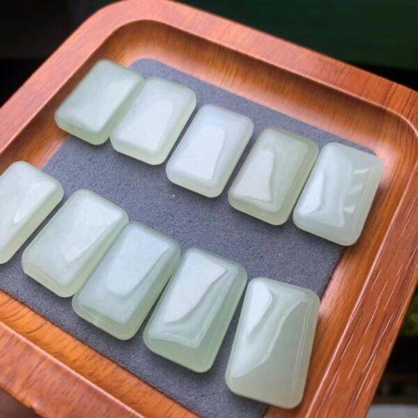 nephrite charm, rectangle charm, simple charm, jade charm, green charm, high quality bead, genuine bead, natural bead - Image 4