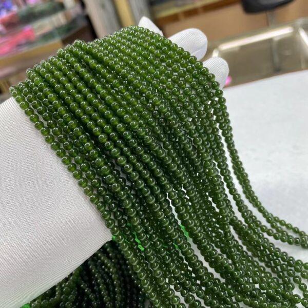 nephrite bead, round bead, whole strand bead, green bead, jade bead, high quality bead, genuine bead, natural bead - Image 4