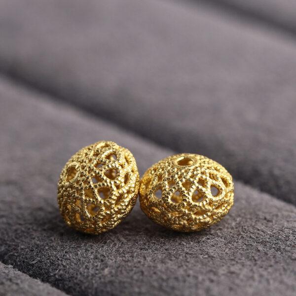 oval bead, hollow bead, flower bead, spacer bead, s925 sterling silver, silver bead, golden bead, gild bead - Image 4