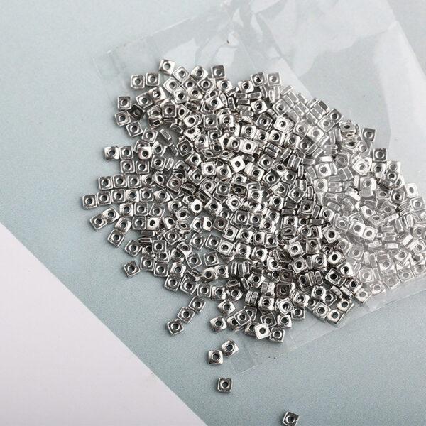 square bead, simple bead, spacer bead, s925 sterling silver, silver bead, oxidized silver bead - Image 4