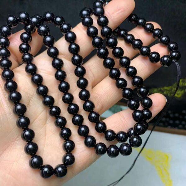 nephrite bead, round bead, whole strand bead, black bead, jade bead, high quality bead, genuine bead, natural bead - Image 4