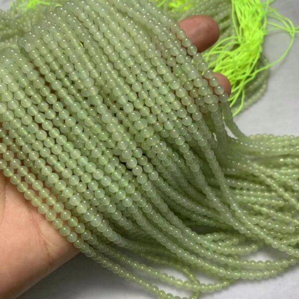 nephrite bead, round bead, whole strand bead, yellow green bead, jade bead, high quality bead, genuine bead, natural bead - Image 4