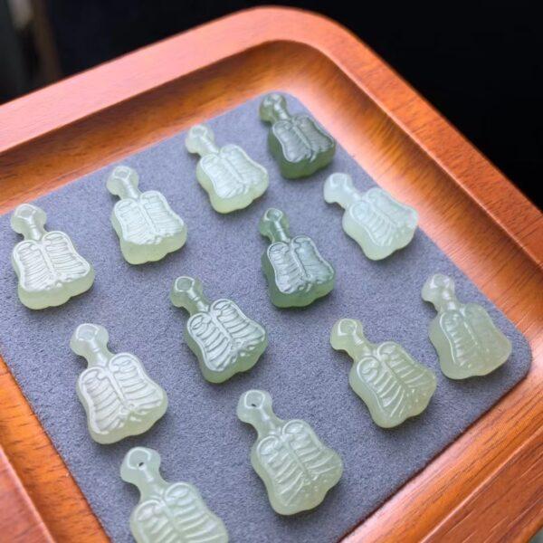 nephrite charm, fan charm, jade charm, green charm, high quality bead, genuine bead, natural bead - Image 4