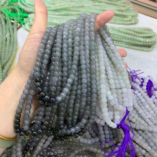 nephrite bead, drum bead, whole strand bead, gradient gray bead, jade bead, high quality bead, genuine bead, natural bead - Image 4