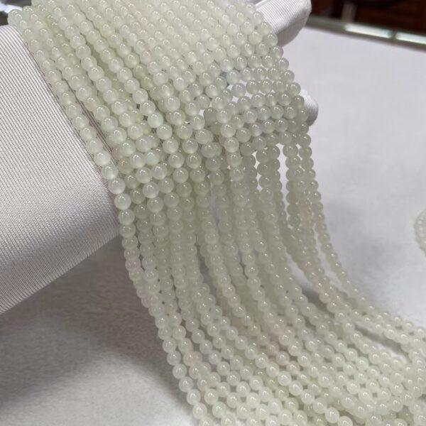 nephrite bead, round bead, whole strand bead, white bead, jade bead, high quality bead, genuine bead, natural bead - Image 4