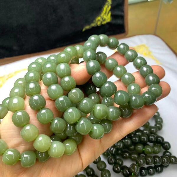 drum beaded bracelet, nephrite bracelet, jade bracelet, green bracelet, genuine natural bracelet - Image 4
