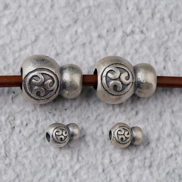 gourd bead, spacer bead, s925 sterling silver, silver bead, oxidized silver bead - Image 4