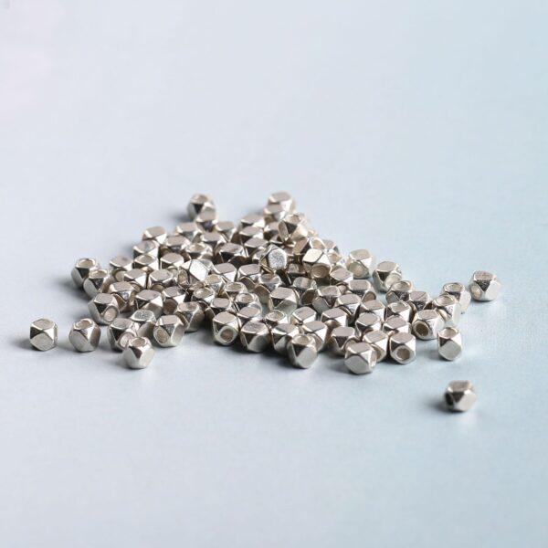 Octagonal bead, simple bead, spacer bead, s925 sterling silver, silver bead, bright silver bead - Image 5