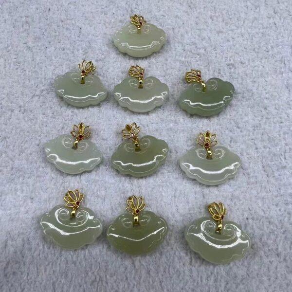 nephrite charm, cloud charm, ruyi charm, jade charm, green bead, high quality bead, genuine bead, natural bead - Image 4