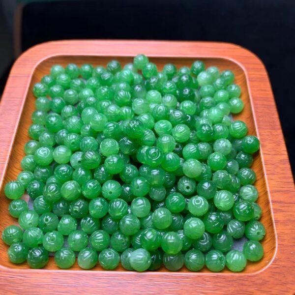 nephrite bead, lotus bead, flower bead, round bead, jade bead, green bead, high quality bead, genuine bead, natural bead - Image 4