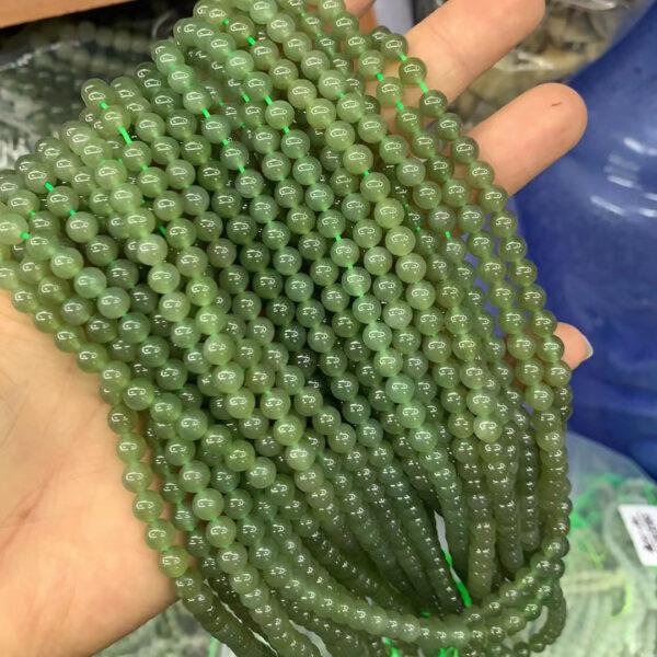 nephrite bead, round bead, whole strand bead, green bead, jade bead, high quality bead, genuine bead, natural bead - Image 4