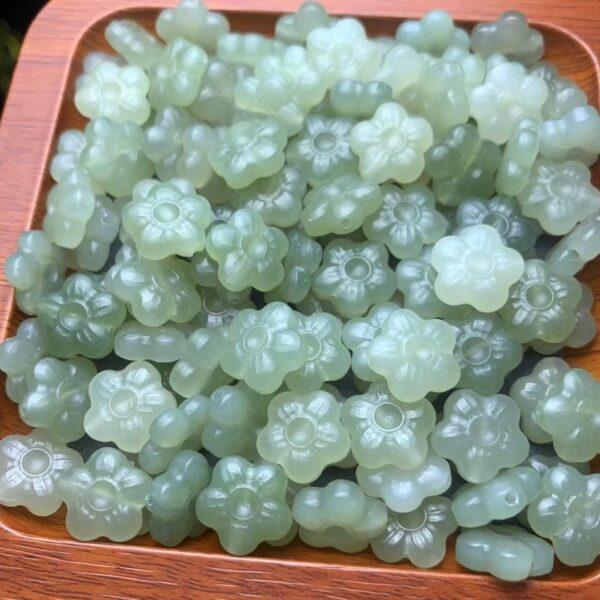 nephrite bead, plum flower bead, jade bead, green bead, high quality bead, genuine bead, natural bead - Image 4