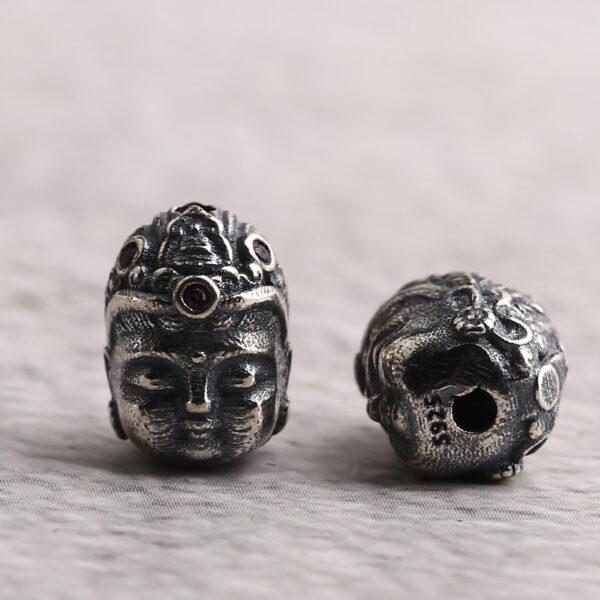 Buddha head bead, spacer bead, s925 sterling silver, silver bead, oxidized silver bead - Image 4