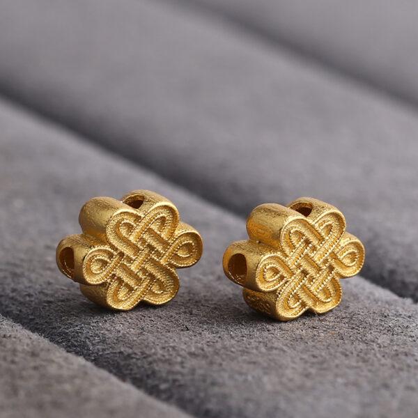 Chinese knot bead, spacer bead, s925 sterling silver, silver bead, golden bead, gild bead - Image 4