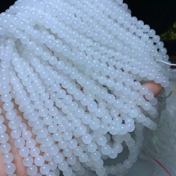 nephrite bead, round bead, whole strand bead, white bead, jade bead, high quality bead, genuine bead, natural bead - Image 4
