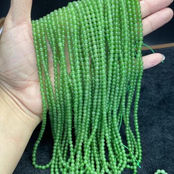 nephrite bead, round bead, whole strand bead, green bead, jade bead, high quality bead, genuine bead, natural bead - Image 4