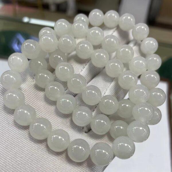 round beaded bracelet, nephrite bracelet, jade bracelet, white bracelet, genuine natural bracelet - Image 4