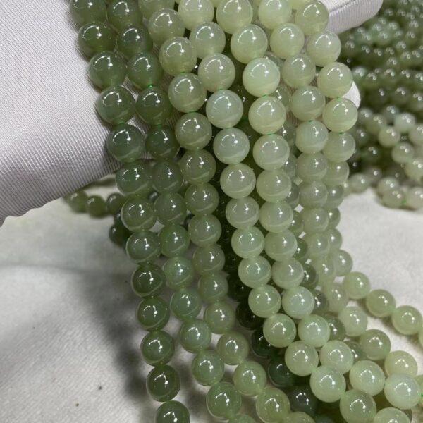 nephrite bead, round bead, whole strand bead, green bead, jade bead, high quality bead, genuine bead, natural bead - Image 4