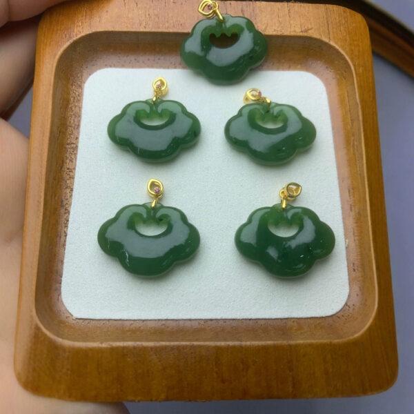 nephrite charm, cloud charm, ruyi charm, jade charm, green bead, high quality bead, genuine bead, natural bead - Image 4
