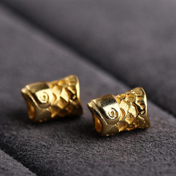 fish bead, spacer bead, s925 sterling silver, sterling silver bead, golden bead, gild bead - Image 5