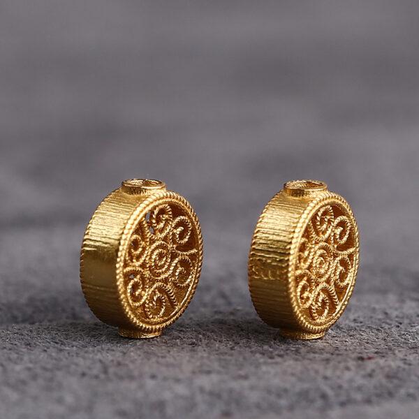 hollow flower bead, round bead, spacer bead, s925 sterling silver, sterling silver bead, golden bead, gild bead - Image 4