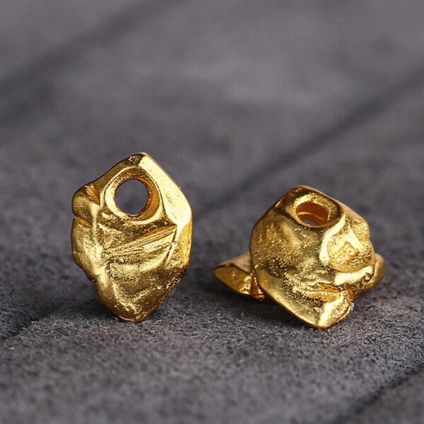 Irregular shape bead, small charm, spacer bead, s925 sterling silver, sterling silver bead, golden bead, gild bead - Image 4