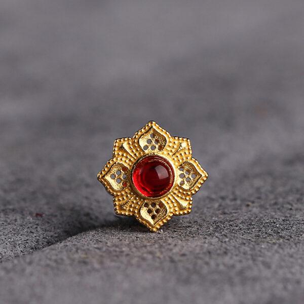 flower bead, lotus bead, hollow bead, spacer bead, s925 sterling silver, sterling silver bead, golden bead, gild bead - Image 5