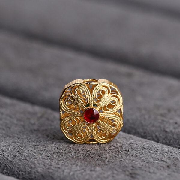 rectangle bead, hollow bead, flower pattern bead, s925 sterling silver, silver bead, golden bead, gild bead - Image 4