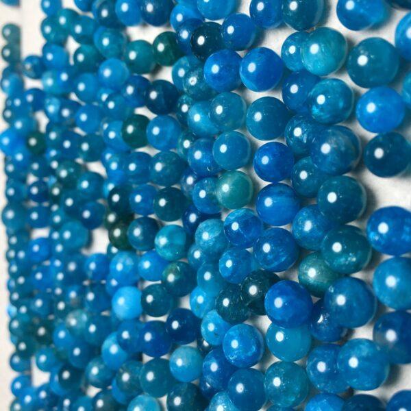 round bead, undrilled bead, blue apatite bead, blue bead - Image 4
