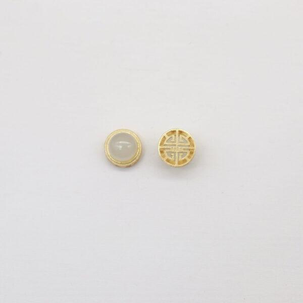 bezel bead, round bead, nephrite bead, white bead, sterling silver bead, gild bead, golden bead - Image 4