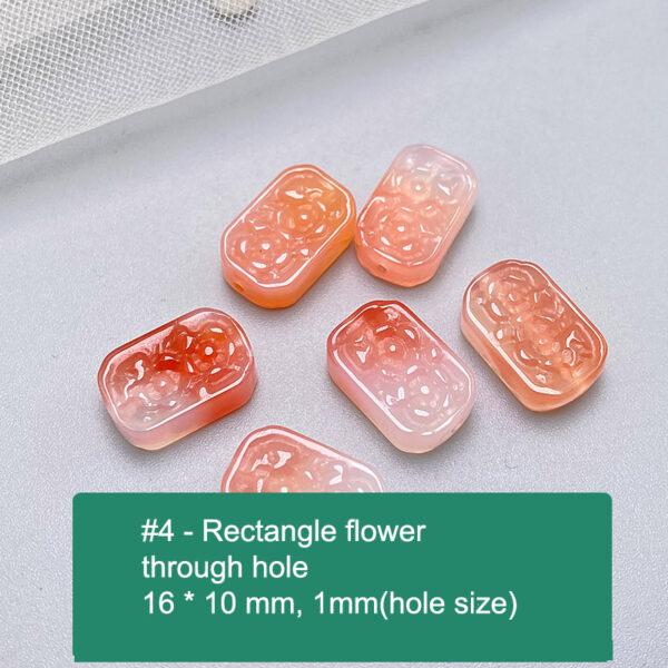 multi shapes bead, agate bead, agate charm, pink bead, orange bead, red bead - Image 5