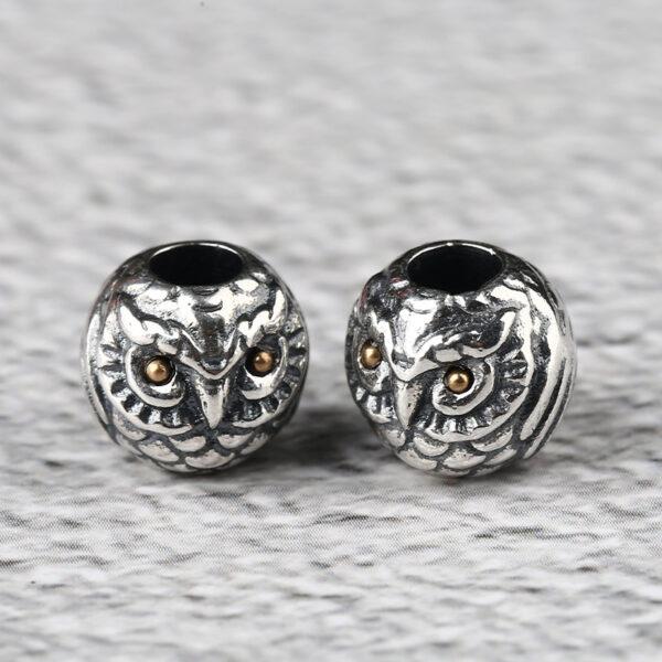 owl bead, bird bead, ball bead, spacer bead, s925 sterling silver, silver bead, oxidized silver bead - Image 5