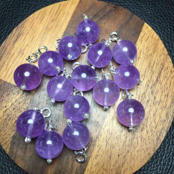 amethyst charm, ball charm, purple bead, sterling silver charm - Image 5