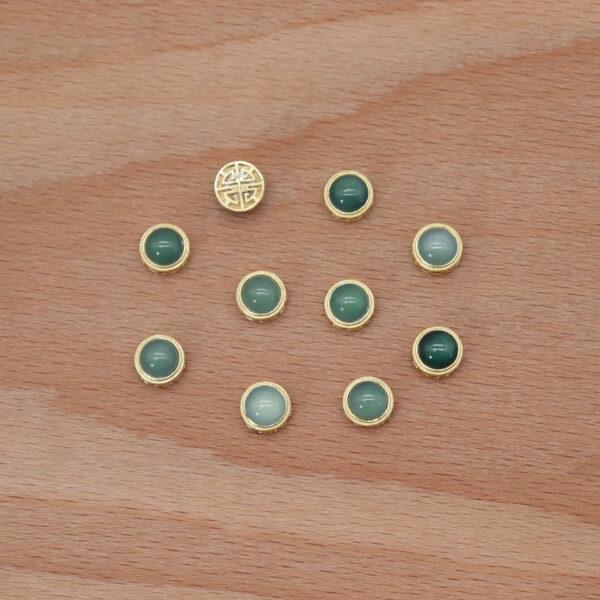 bezel bead, round bead, jadeite bead, green bead, sterling silver bead, gild bead, golden bead - Image 5