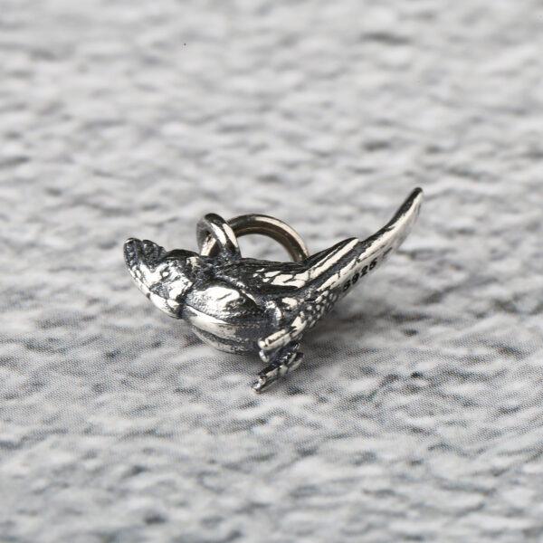 bird charm, Magpie charm, retro charm, s925 sterling silver, silver bead, silver charm, oxidized silver bead - Image 5
