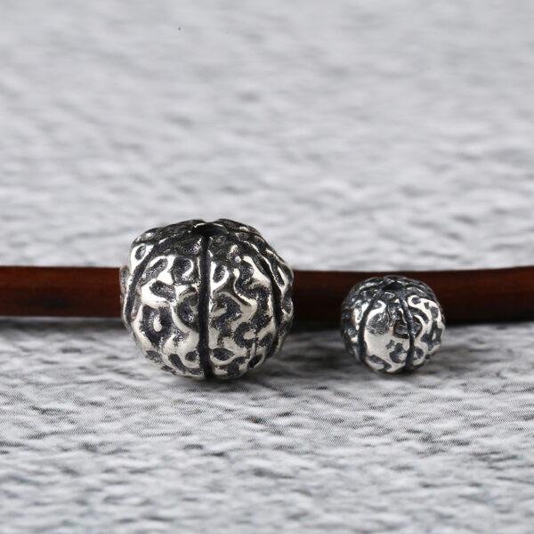 wrinkled skin bead, ball bead, spacer bead, s925 sterling silver, silver bead, oxidized silver bead - Image 5